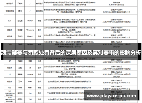 魏震禁赛与罚款处罚背后的深层原因及其对赛事的影响分析 魏震禁赛与罚款处罚背后的深层原因及其对赛事的影响分析